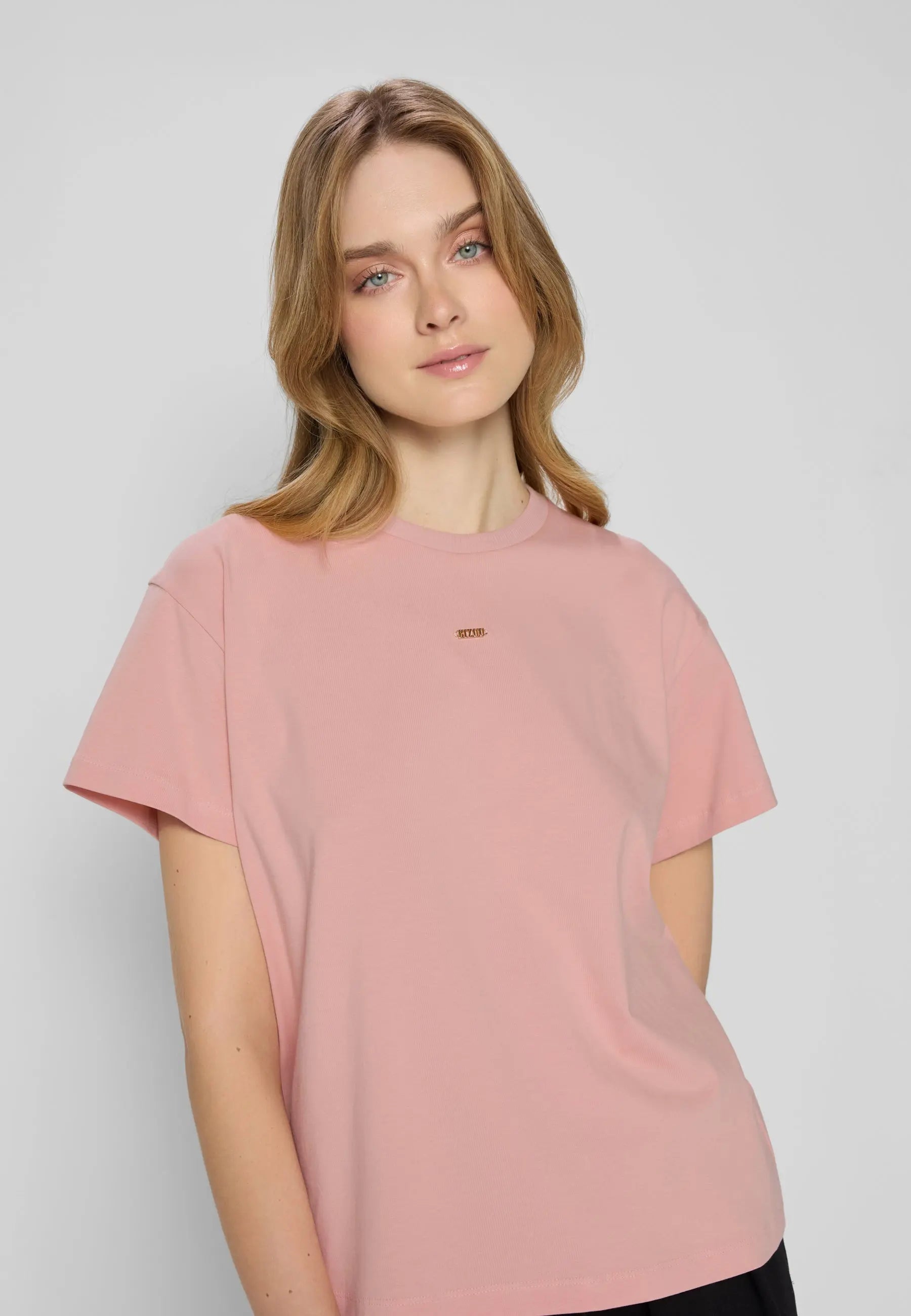 Łososiowy T-shirt oversize TISHAL