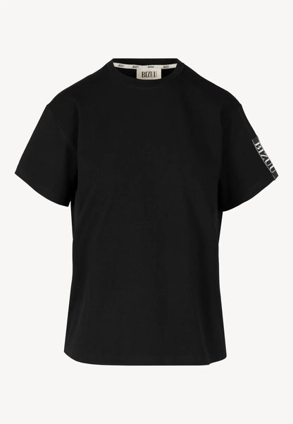 Czarny t-shirt z logo na rękawie TISHAM