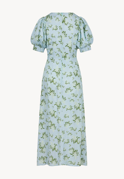 Sukienka midi w autorski print Bizuu TILDA niebieska