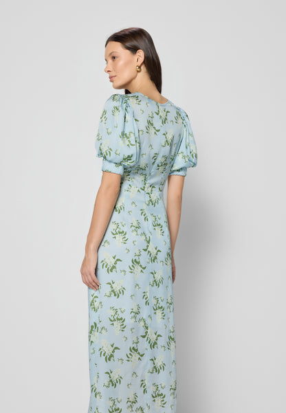 Sukienka midi w autorski print Bizuu TILDA niebieska