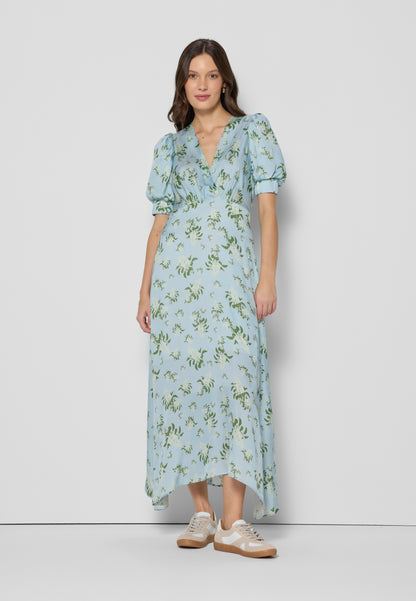Sukienka midi w autorski print Bizuu TILDA niebieska