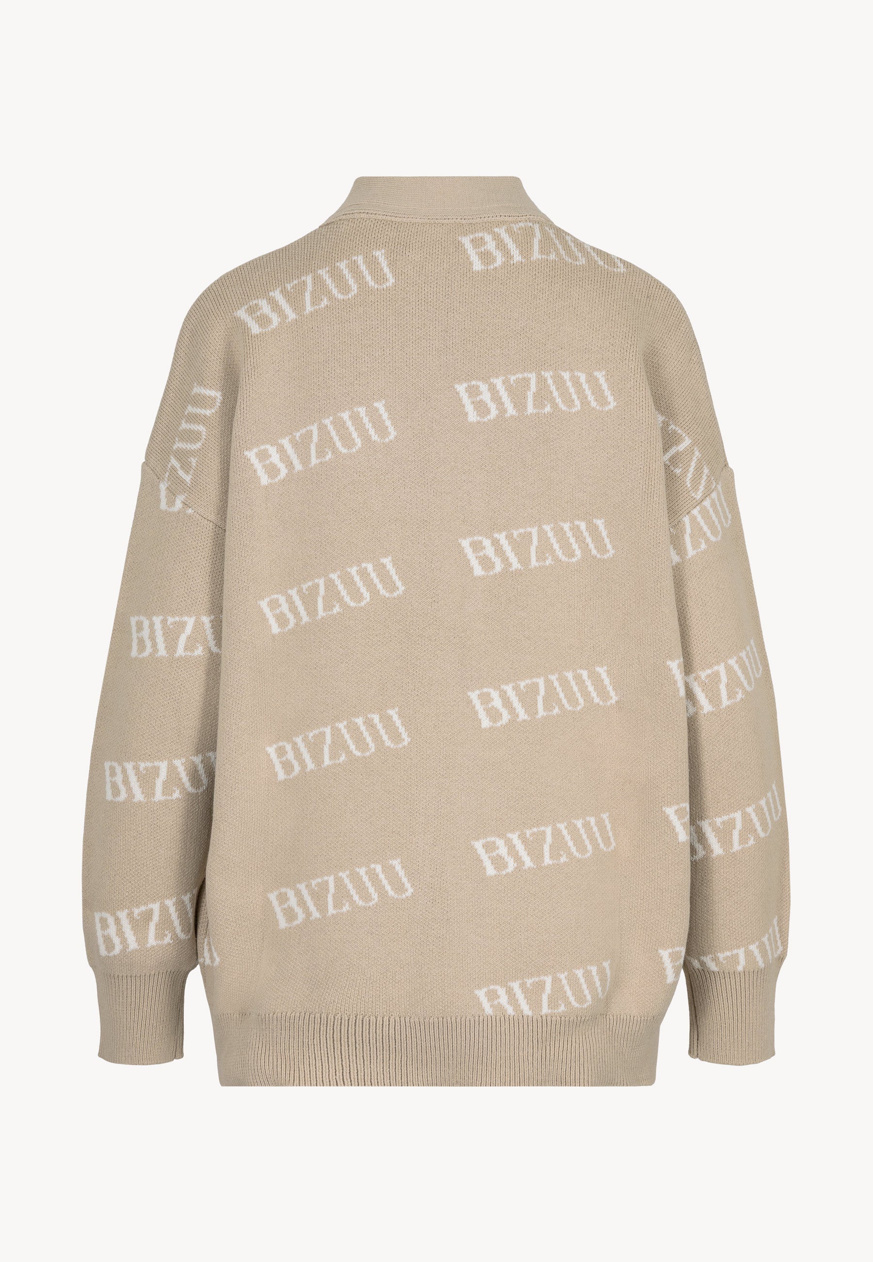 Tył beżowego swetra w logo Bizuu KYLE.