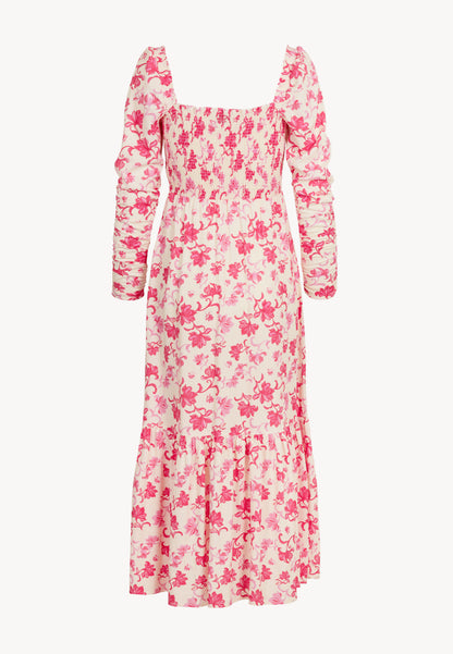 Czerwona sukienka midi w autorski print PATRYA