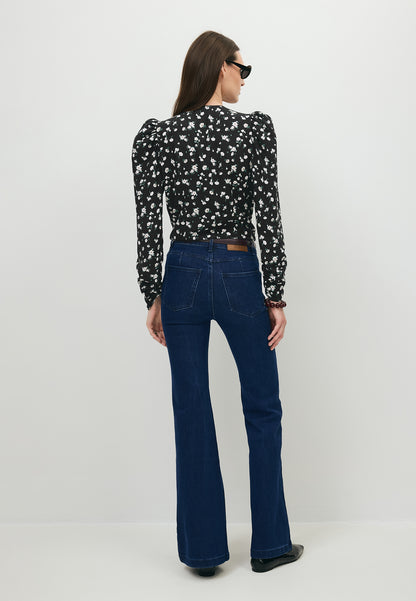 Czarne body w kwiatowy print ALIBA