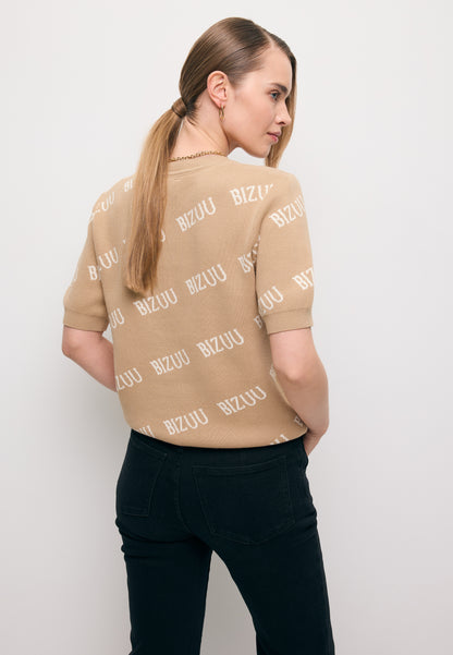 Beżowy sweter z krótkim rękawkiem AYLE