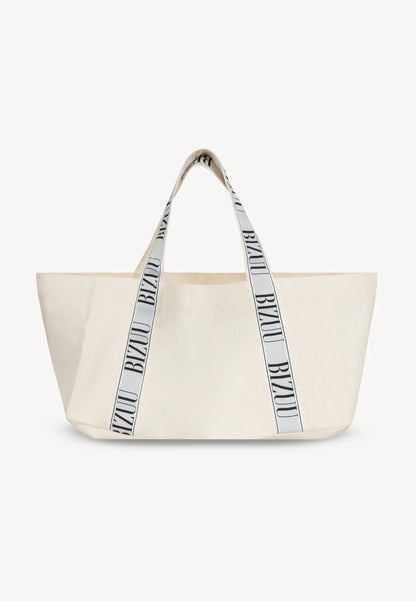 Torba mini shopper z logowanym lampasem BAGO kremowa