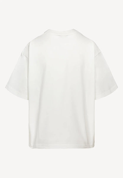 Kremowy T-shirt z autorską grafiką FANYA