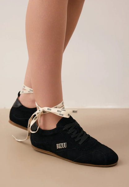 Zamszowe sneakersy damskie LEOLA czarne
