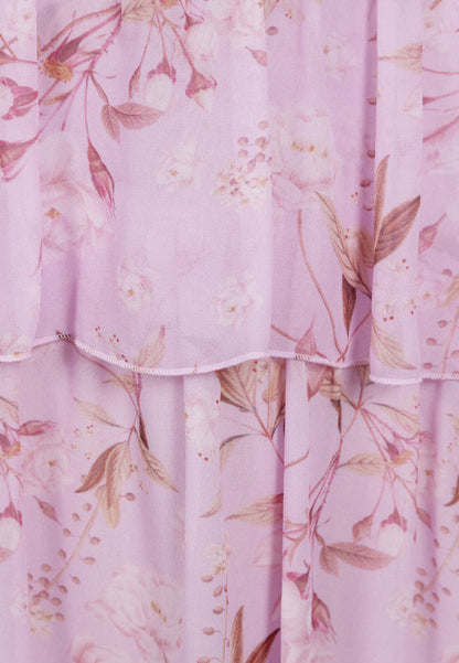 Fioletowa sukienka maxi w autorski print MASSI
