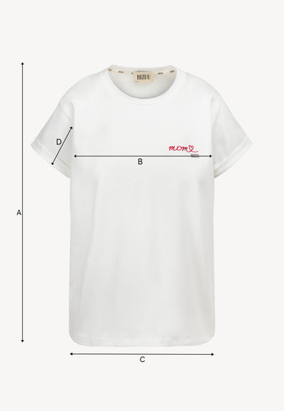 Kremowy T-shirt z haftem MOM