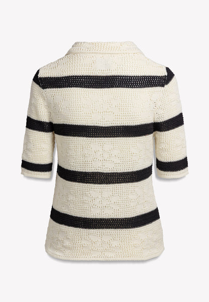 Beżowy sweter w paski MONTE