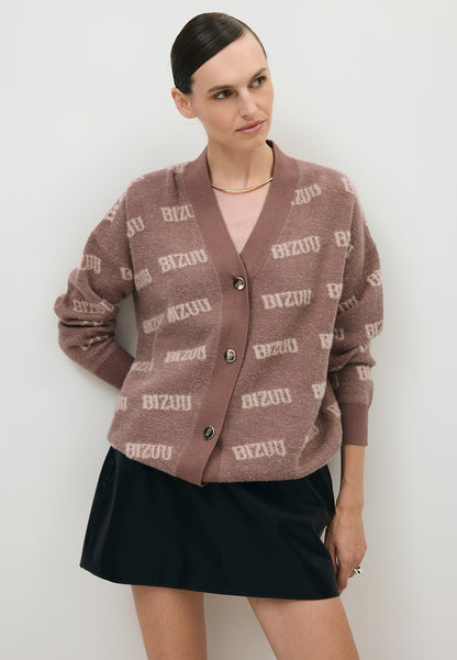 Beżowy kardigan w logo MYLES