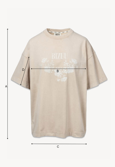 Beżowy t-shirt PAPLYS z kwiatowym nadrukiem