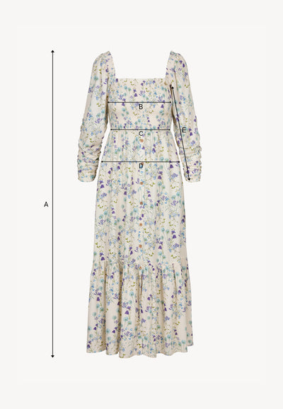 Kremowa sukienka midi w autorski print PATRYA