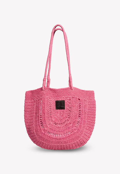 Pleciona torba shopper RAFI różowa