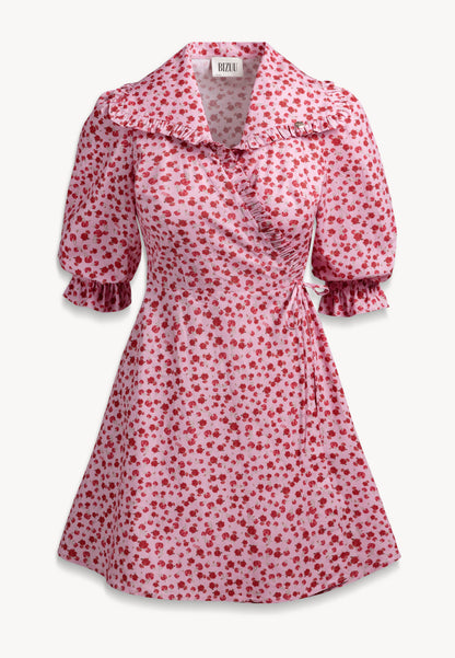 Różowa sukienka mini w autorski print REGUSSE
