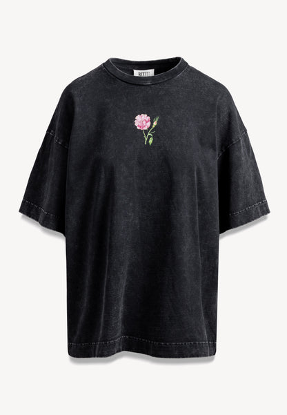 Szary T-shirt oversize z autorską grafiką RIONA