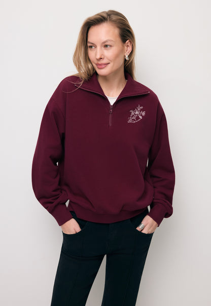 Bordowa bluza typu half-zip TANSY
