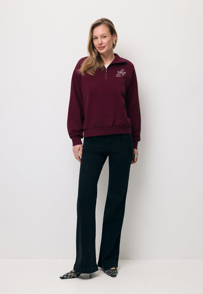 Bordowa bluza typu half-zip TANSY
