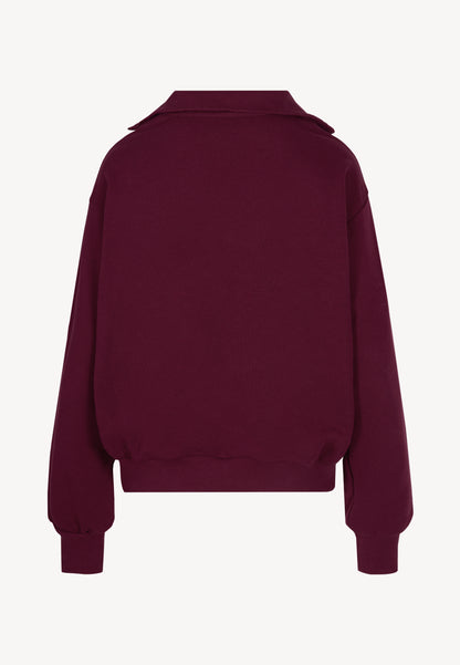 Bordowa bluza typu half-zip TANSY