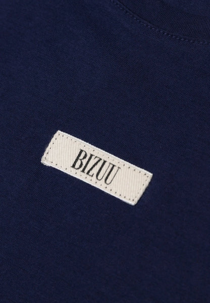 Bawełniany granatowy T-shirt z logo TISHALLE