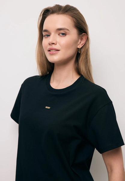 Czarny T-shirt oversize TISHAL