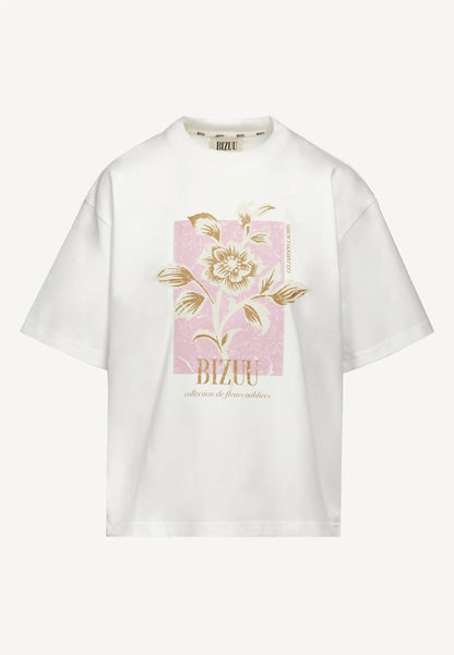Kremowy T-shirt oversize z grafiką VIORA