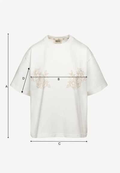 Kremowy T-shirt z autorską grafiką FANYA