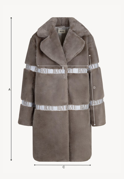 Futro damskie z logowanymi lampasami FLORENCE taupe