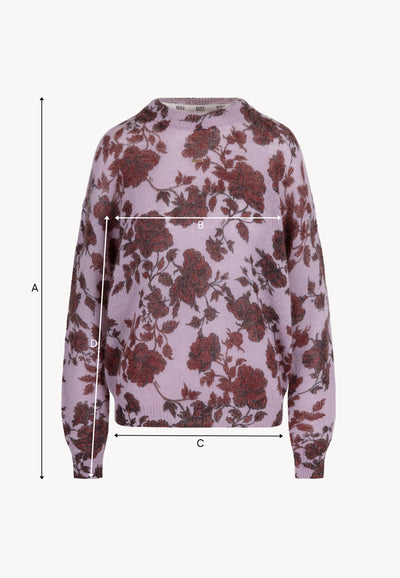 Różowy sweter z wełną w autorski print MENTON